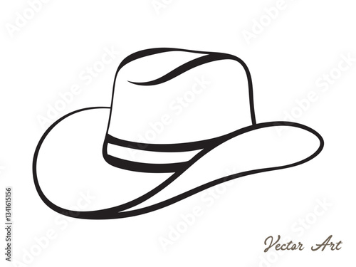 Cowboy Hat icon Vector illustration. Cowgirl Hat Silhouette. Cowboy Hat line art vector outline drawing Design