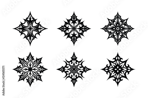 Gothic motif ornament silhouette vector illustration