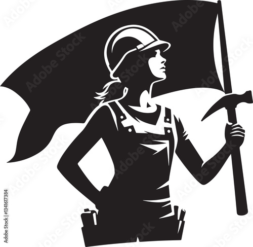 Bold in black Labor Silhouette vector for Labor Day.