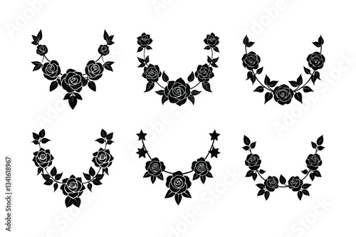 Rose garland ornament vector illustration