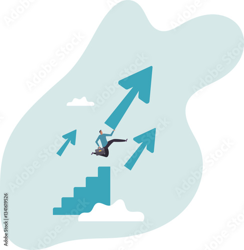 Step to success, improvement, challenge or career growth development, leadership progress, career path direction or stairway to win business.character for design