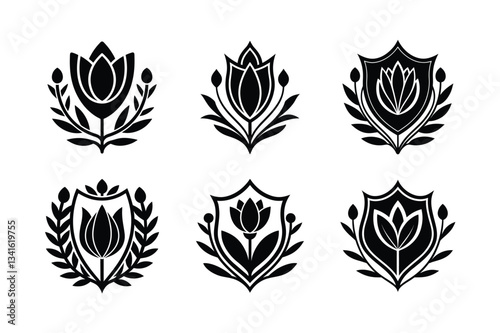 Tulip crest ornament vector illustration