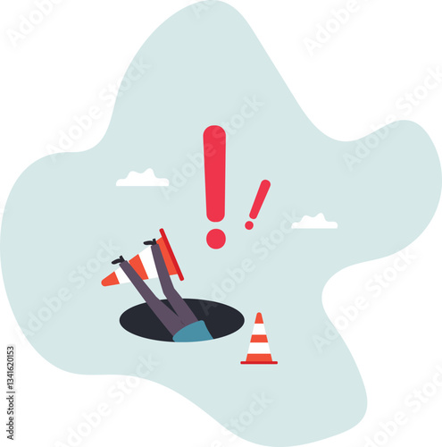 Failure or mistake causing catastrophe despair, problem or risk from crisis or recession, danger or business accident, trouble, loss or pitfall concept,character for design