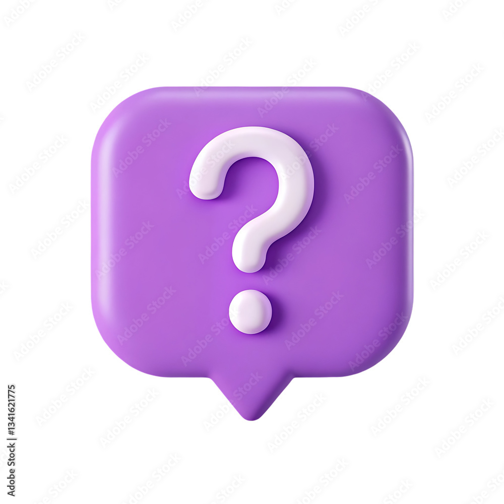 Purple question mark speech bubble 3D render Purple question mark speech bubble 3D render
