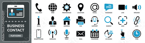 Business contact icon set. Set of Business card, contact, communication EPS10 - Stock Vector