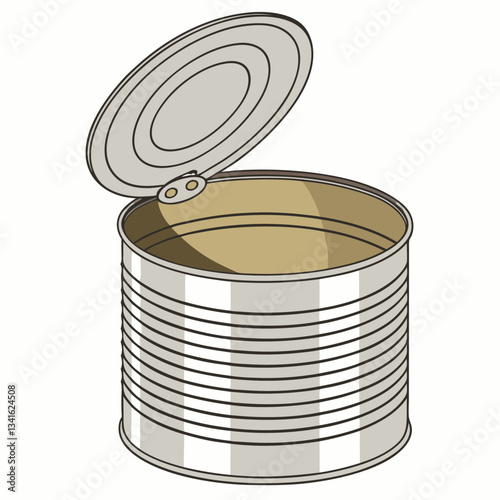 High-Resolution Product Photo of an Open Metal Tin Can – Silver Exterior & Gold Interior.