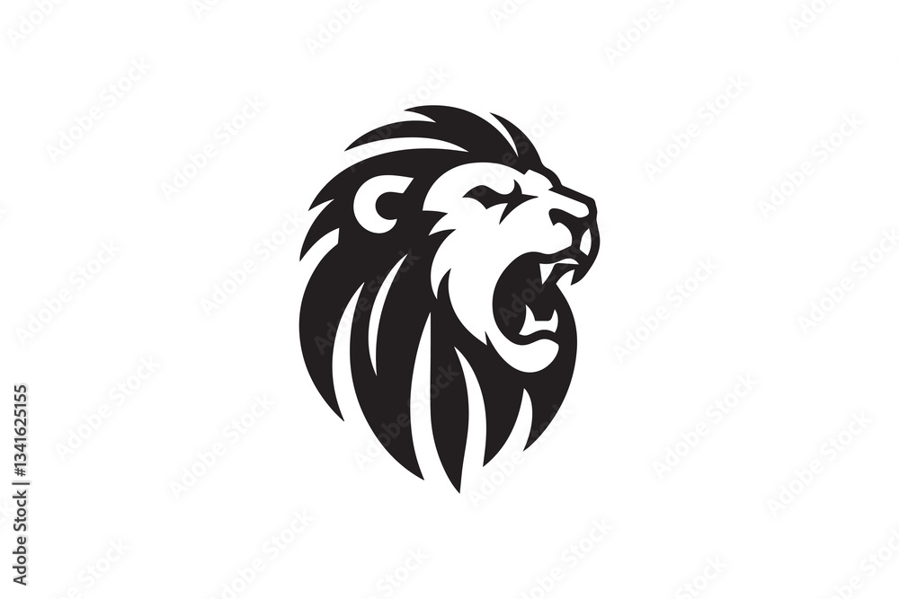 Fototapeta premium black and white color angry lion icon vector silhouette illustration 