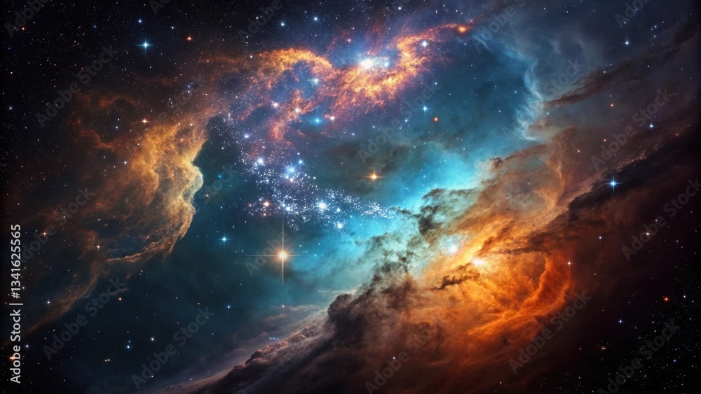 Fototapeta premium the breathtaking view of cosmic nebula, with vibrant colors that dance and swirl, creating an awe-inspiring scene