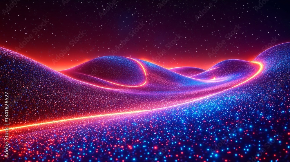 Fototapeta premium Twisting Vortex in Space with Colorful Lights and a Cosmic Background