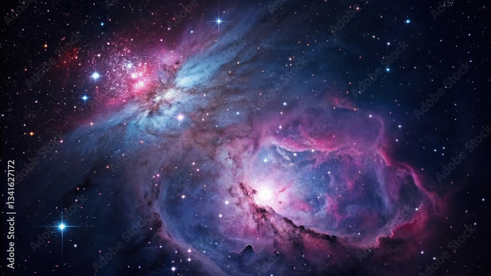 Obraz premium a colorful nebula, cosmic wonders that fill the vast expanse of space, a celestial scene ablaze with vibrant colors, stars and cosmic gas, a breathtaking sight for astronomy fans