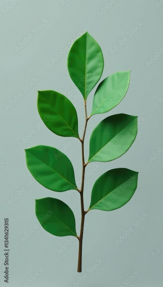 Fototapeta premium isolated green eucalyptus leaf on gray background, nature, green, eucalyptus leaf