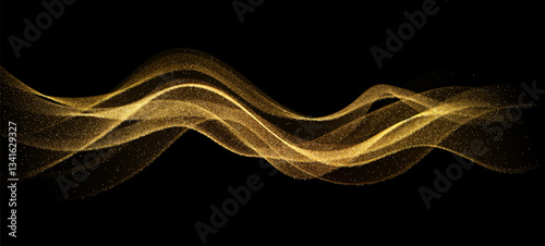 Abstract shiny color gold wave luxury background