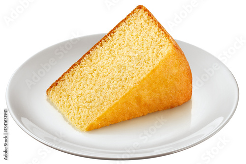 prato com fatia de bolo de baunilha isolado em fundo transparente photo