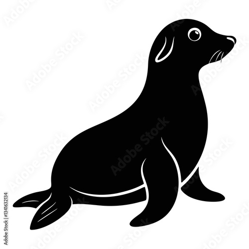 Black Sea Lion Silhouette Illustration
