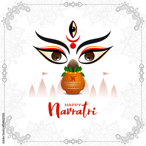 Happy Navratri Indian festival background with goddess face