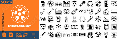 Entertainment Duotone Editable Icons set