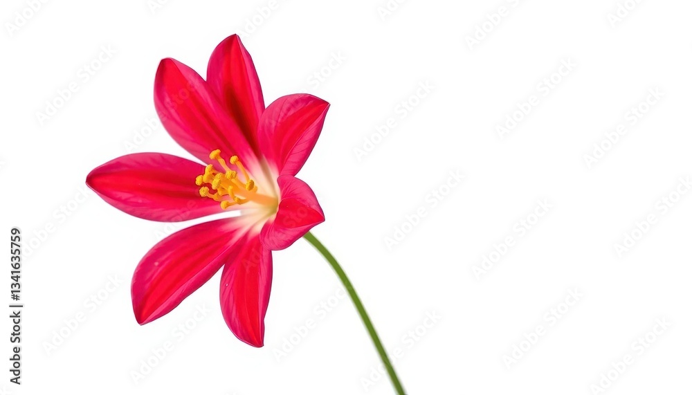 Fototapeta premium A single, vibrant flower, petals fully open, isolated on pure white , bloom, single flower