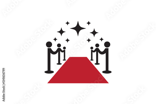 black and white color red carpet icon vector silhouette illustration 