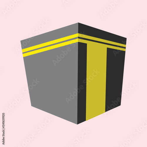 Gift box flat icon. kaaba icon in 3d style. Design element illustration of iconic and famous building located in arabia