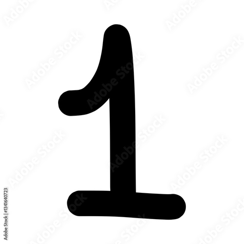 Hand-drawn 1 number icon