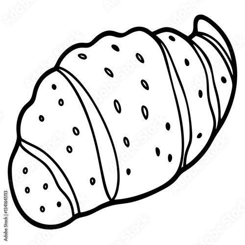 a simple line drawing of a croissant, perfect for coloring and design vector illustration