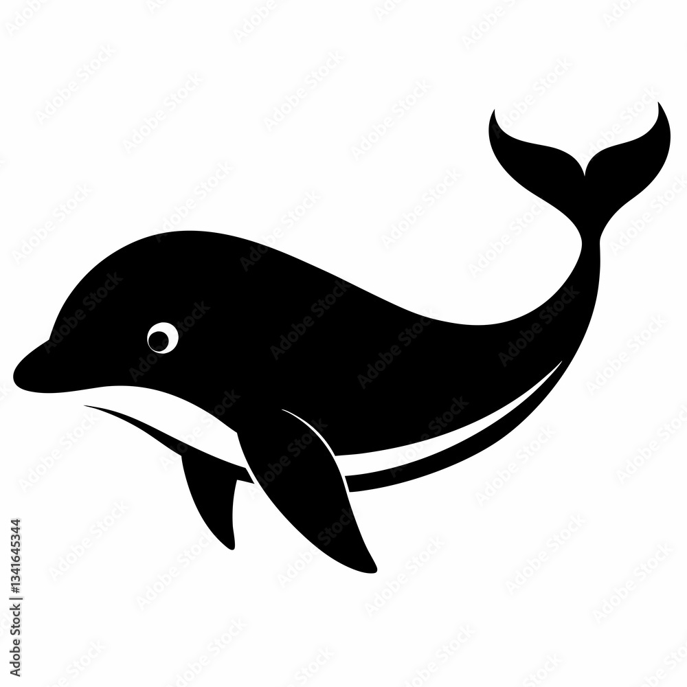 Fototapeta premium Black Whale Outline Illustration