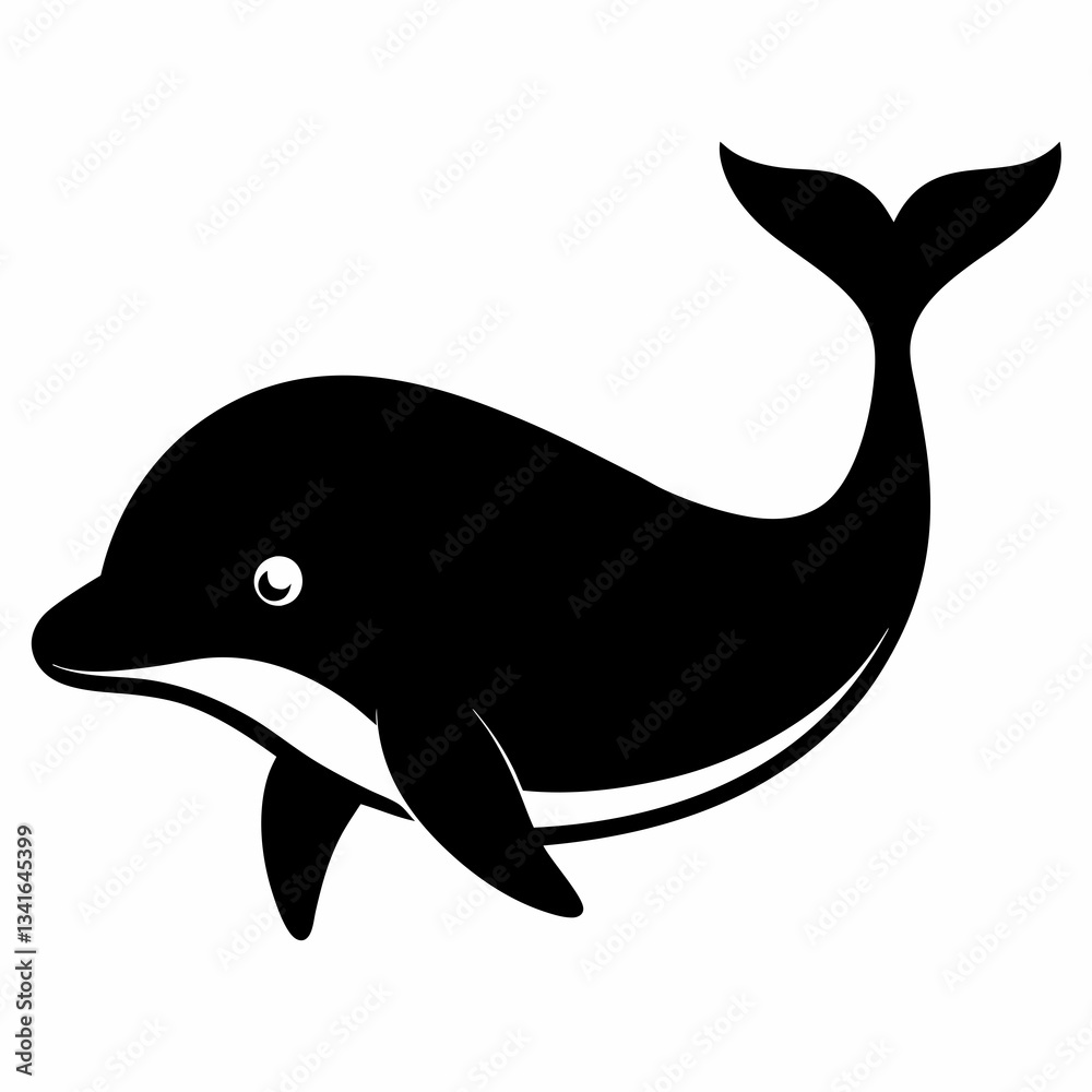 Fototapeta premium Black Whale Outline Illustration