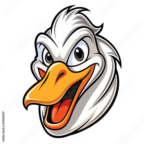 a cartoon of a duck's face with a grinning expression, showcasing its beak and eyes vector illustration