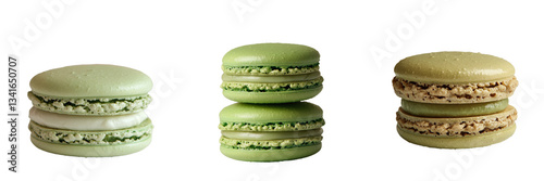 Generative ai was used to create an image of a pistachio macaron on a transparent background