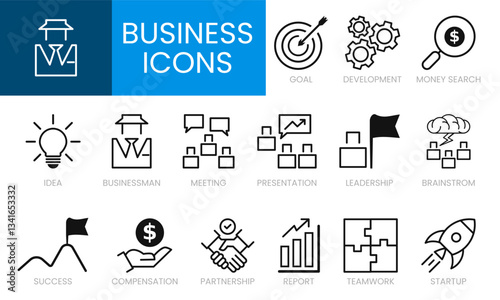 Collection of Business Icons for Various Concepts