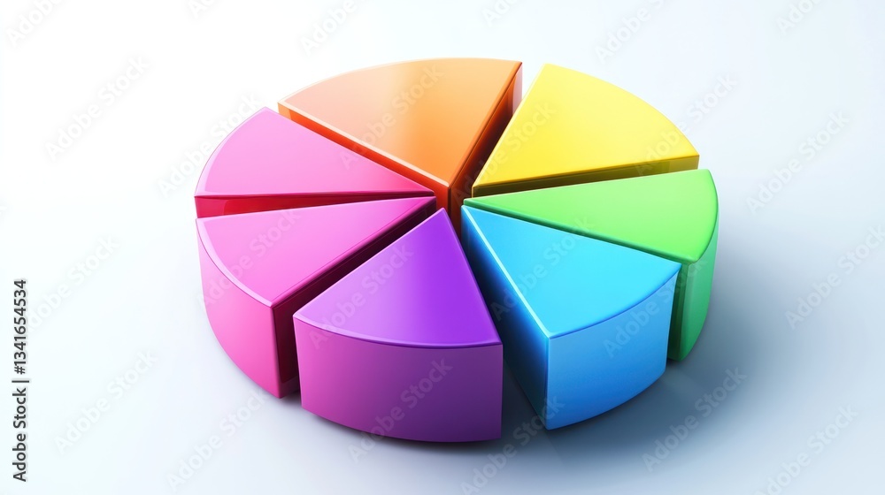 Fototapeta premium 3D financial pie chart with floating percentage labels, designed for a business growth report