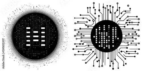 Abstract digital circuit patterns illustrating technology connections and design concepts in a modern artistic style
