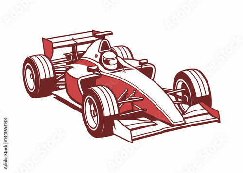 A powerful, stylized graphic illustration of a Formula 1 race car.