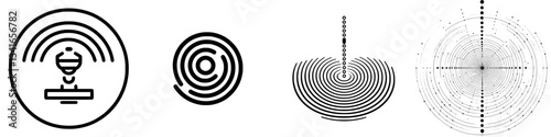 Unique patterns demonstrating wave propagation and sound resonance concepts in a monochromatic style