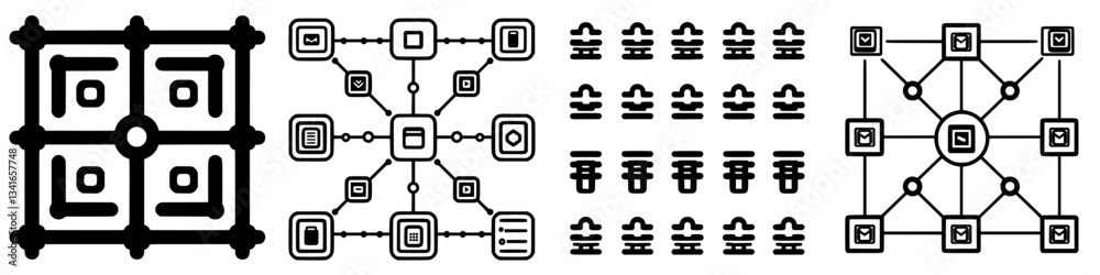 Patterns and connections illustrating network designs in a digital landscape Patterns and connections illustrating network designs in a digital landscape