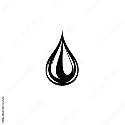 Black water droplet symbol representing purity and fluidity in design