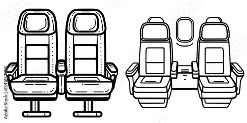 Design of airplane seats illustrating comfort and space for passengers during travel in an aircraft cabin