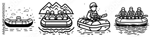 Rafting adventure on a river surrounded by mountains with guides and participants enjoying the experience