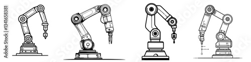 Different designs of robotic arms showcase advancements in automation technology for manufacturing processes
