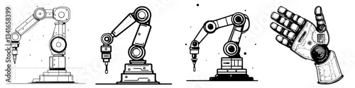 Robotic arms and hands showcasing advanced automation technology in a conceptual design