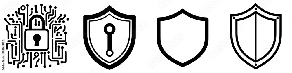 Digital security symbols represent online protection protocols used in modern technology for safeguarding information Digital security symbols represent online protection protocols used in modern technology for safeguarding information