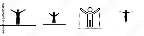 Human figures expressing joy and celebration in a minimalistic style on a neutral background