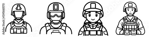 Illustration of diverse military personnel in various uniforms demonstrating teamwork and readiness