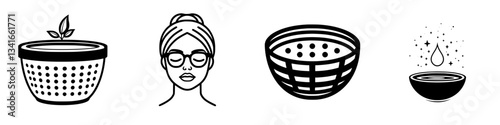 Natural skincare process with ingredients and tools displayed in a minimalistic style
