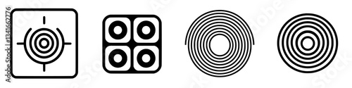 Various target and concentric circle designs featuring geometric patterns on a plain background
