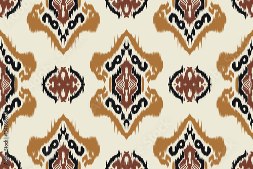 Seamless ethnic ikat pattern in tribal, folk embroidery, and Mexican style Aztec geometry for Graphic Arts, Carpet Design, Wallpaper, Wrapping, and Clothing.