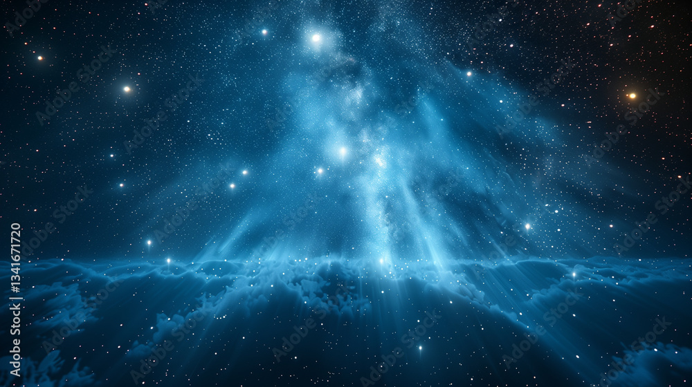 Fototapeta premium Starry night sky, star cluster and galaxy glow