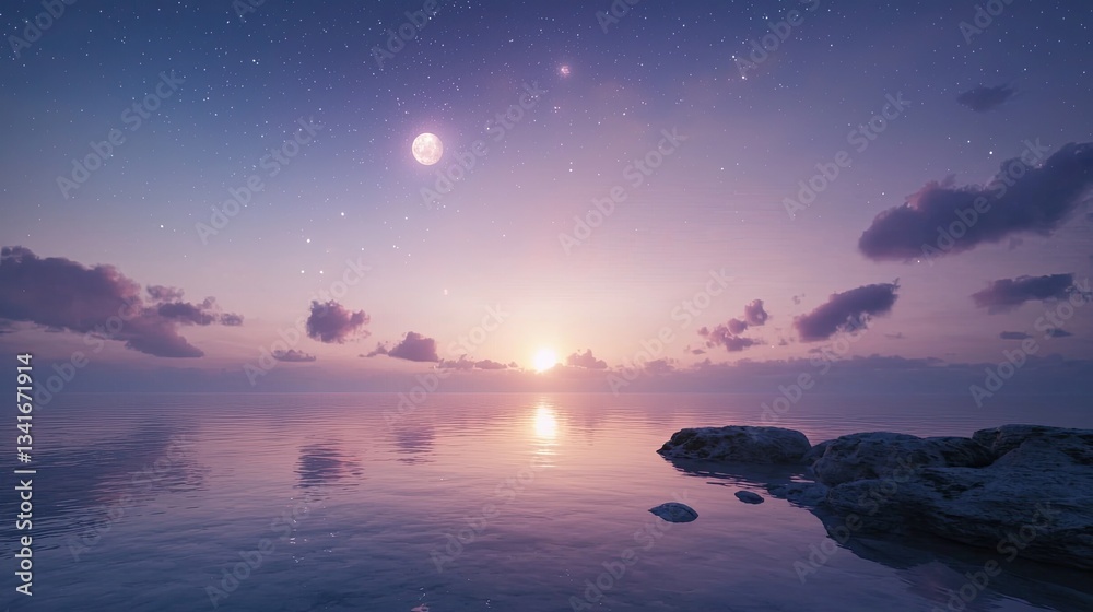 Fototapeta premium A serene cosmic scene with planets in alignment