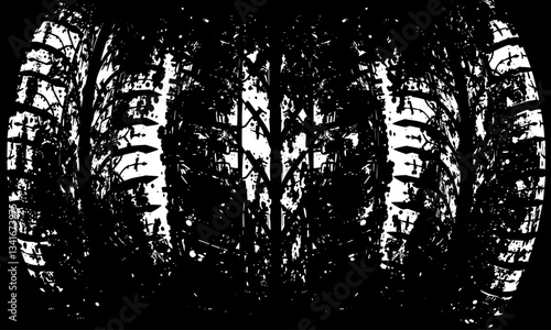 Tire texture showcases intricate patterns and grooves, emphasizing durability and grip. This close up view highlights design elements essential for performance and safety on various terrains