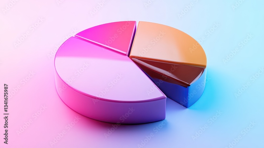3D pie chart with gradient-colored sections, illustrating revenue distribution for a financial forecast. 3D pie chart with gradient-colored sections, illustrating revenue distribution for a financial forecast.